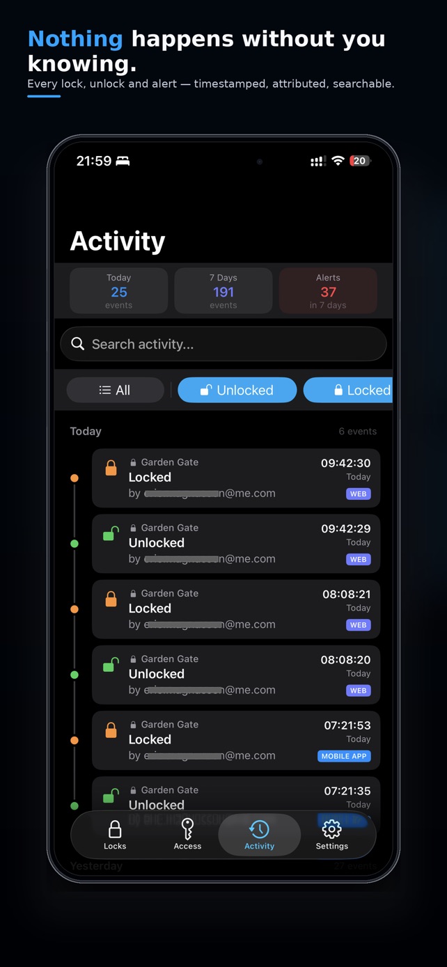 Real-time activity feed and notifications